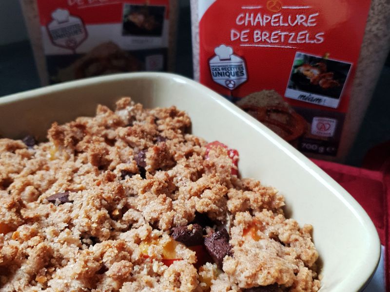 Crumble choco-prune à la chapelure de Bretzels