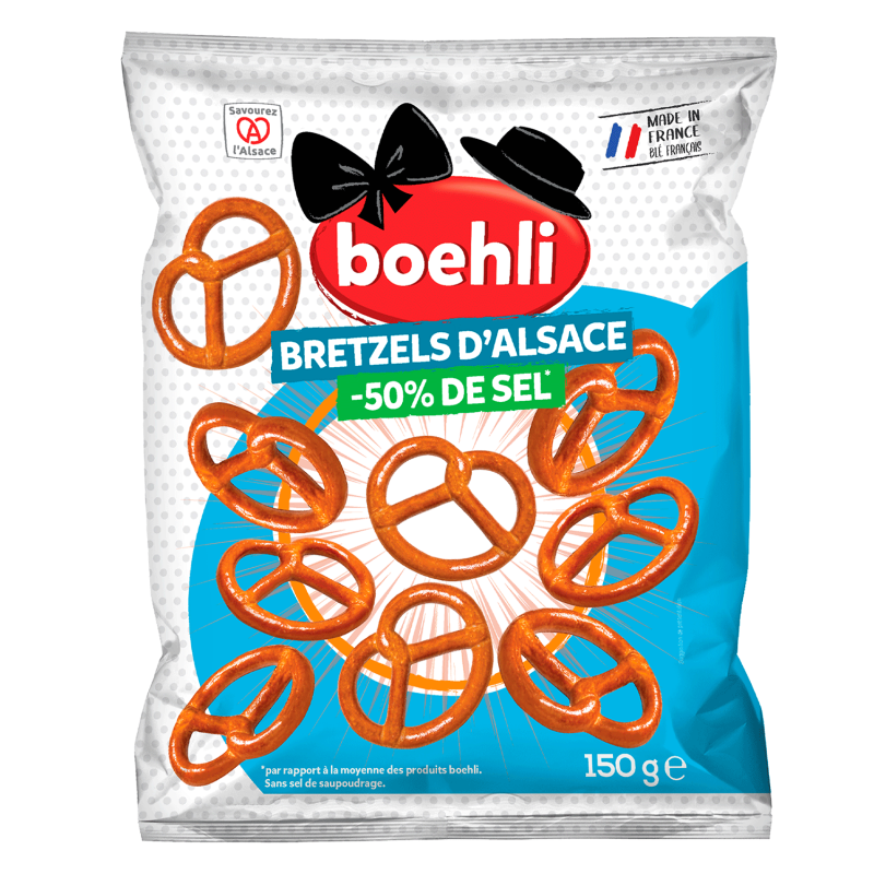 Pretzels with 50% less salt